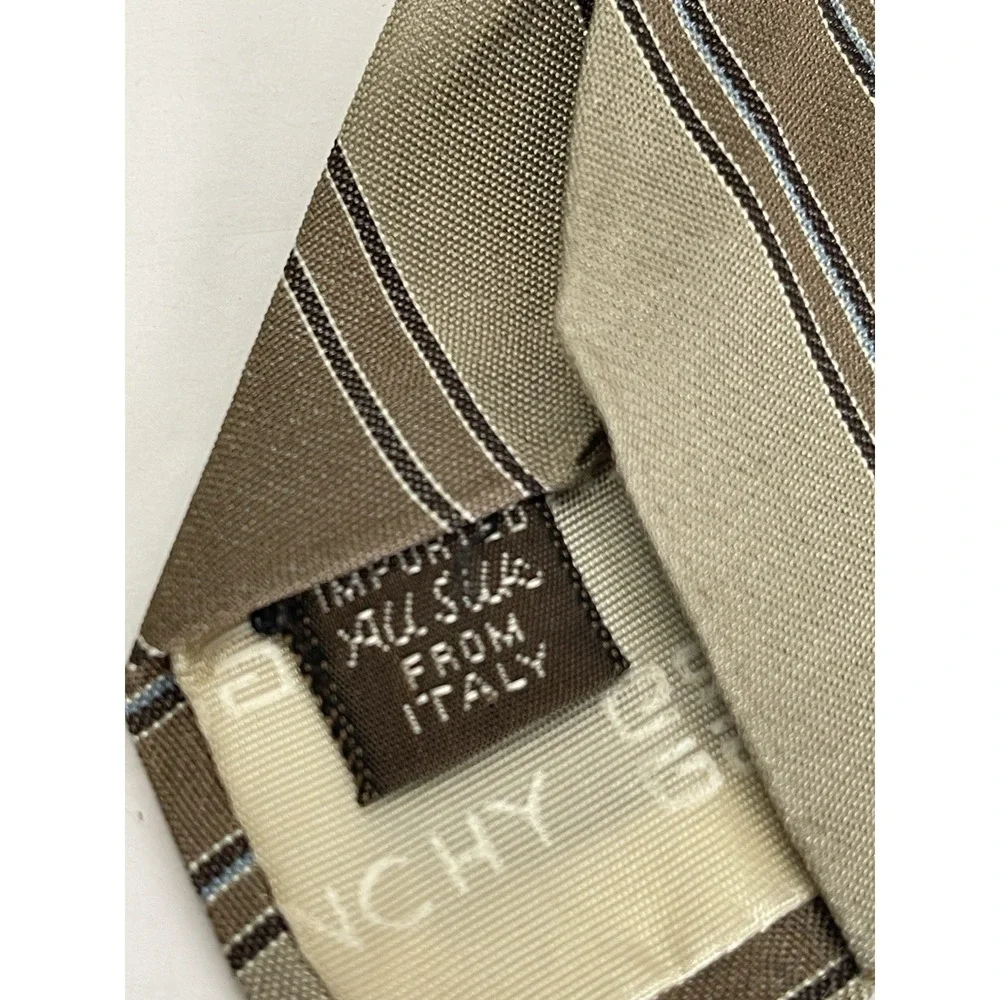 Vintage GIVENCHY Monsieur‎ Neck Tie Mens Brown Blue Stripes Retro 3